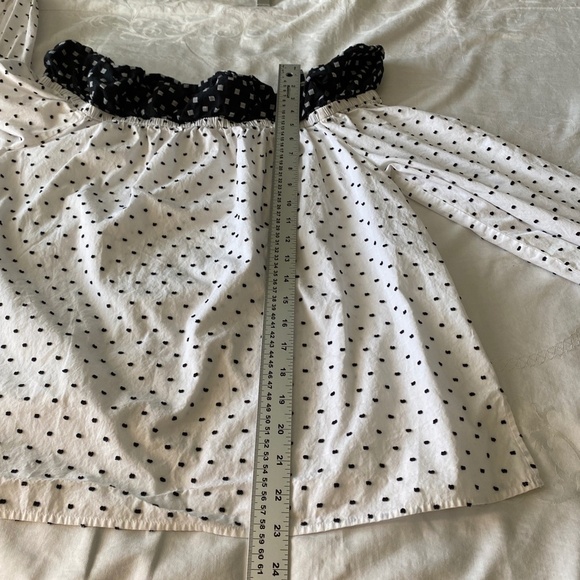 LOFT White Black Polka Dots Long Sleeve Cold Shoulder Top Swiss‎ Dot Size Medium - Picture 14 of 16